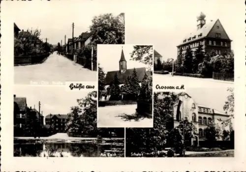 Ak Crossen an der Mulde Zwickau Sachsen, Ernst-Otto-Straße, Teich, Schule
