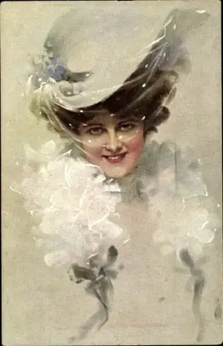 Künstler Ak Junge Frau mit Hut, Portrait