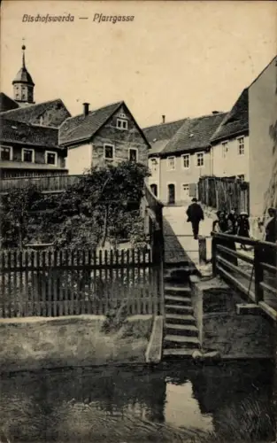 Ak Bischofswerda, Pfarrgasse, Brücke