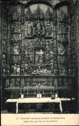 Ak Burgos Kastilien und León, Retablo de Santa Ana,  Siglo XV, von Simón de Colonia