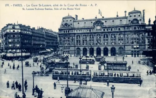 CPA Paris VIII, Gare Saint-Lazare, côté de la Cour de Rome