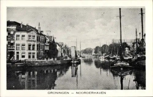 Ak Groningen Niederlande,  Noorderhaven, Hafenansicht, Boote, Wasser
