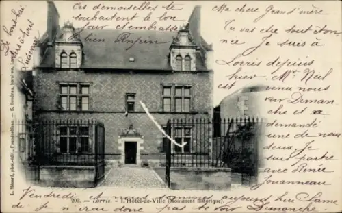 Ak Lorris Loiret, L'Hôtel de Ville, Monument historique