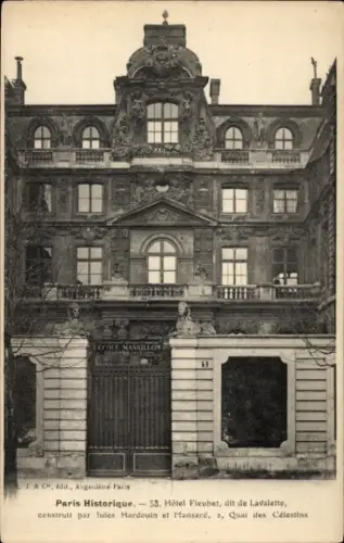 Ak Paris IV, Le Pont des Tournelles, Ecole Massillon, Hôtel Fleubet, Quai des Célestins, Paris Hi