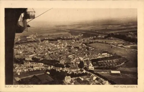Ak Delitzsch in Nordsachsen, Blick auf den Ort, Fliegeraufnahme, Zeppelin
