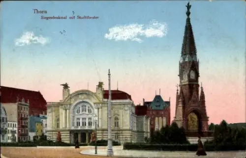 Ak Toruń Thorn Westpreußen, Siegesdenkmal, Stadttheater