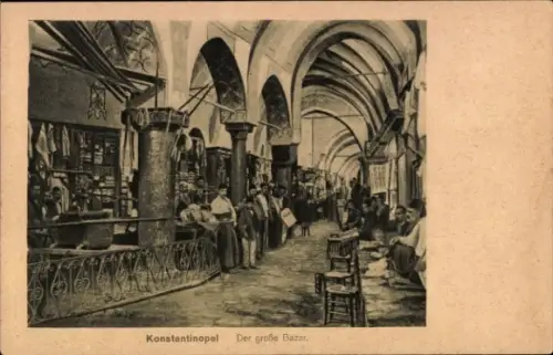 Ak Konstantinopel Istanbul Türkei, Der große Bazar, Händler, Arkaden