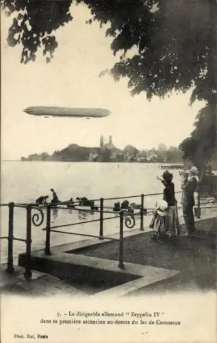 CPA Dirigeable allemand Zeppelin IV, Lac de Constance