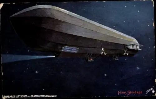 Künstler Ak Stövhase, Hans, Lenkbares Luftschiff des Grafen Zeppelin bei Nacht, Tuck Serie Nr. 978 P