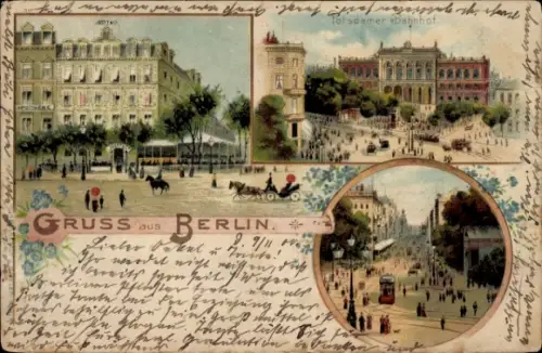 Litho Berlin Tiergarten, Potsdamer Bahnhof, Trambahn