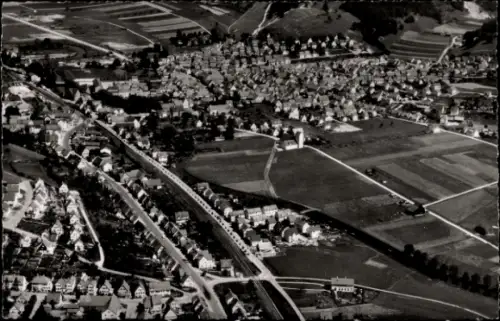 Ak Schnaitheim Heidenheim an der Brenz, Luftaufnahme von  Wohngebiete, Felder, Straßen