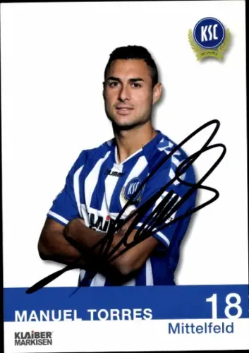 Autogrammkarte Fußballer Manuel Torres, Karlsruher SC, Autogramm