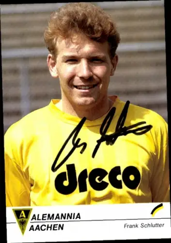 Autogrammkarte Fußballer Frank Schlutter, Alemannia Aachen, Autogramm