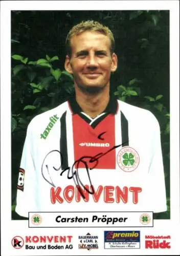 Autogrammkarte Fußballer Carsten Pröpper, Rot-Weiß Oberhausen, Autogramm
