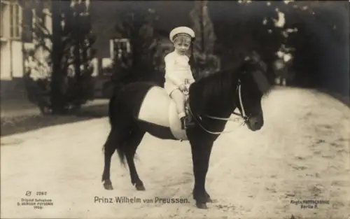 Ak Prinz Wilhelm von Preußen auf einem Pony