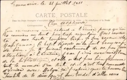 CPA Tananarive Madagascar, Dans l'intimité