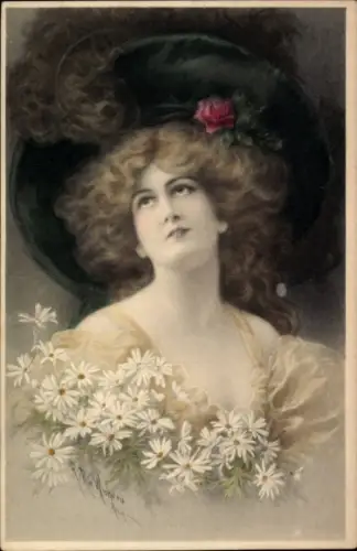 Künstler Ak Junge Frau mit Hut, Portrait