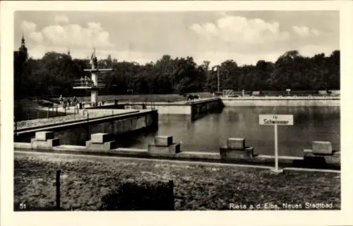 Ak Riesa an der Elbe Sachsen, Neues Stadtbad
