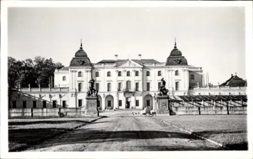 Ak Białystok Bialystok Polen, Schloss, Statuen, Allee,  Akademia Medyczna