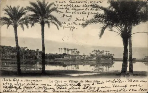 CPA Le Caire, Égypte, Village de Memphis