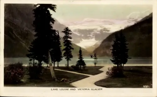 Ak Lake Louise Alberta Kanada,  Victoria Glacier, Bäume, Weg, See