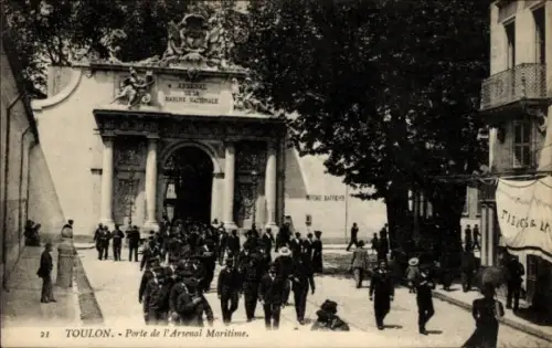 Ak Toulon Var, Porte de l'Arsenal Maritime