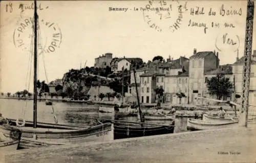 Ak Sanary sur Mer Var, Hafenansicht, Boote,  , Schwarz-Weiß