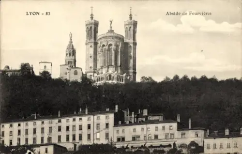 Ak Lyon Rhône,  Abside de Fourvières, Kirche, Stadtansicht