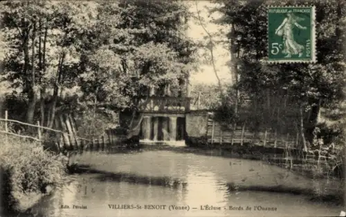 CPA Villiers Saint Benoît Yonne, L'Ecluse, Bords de l'Ouanne