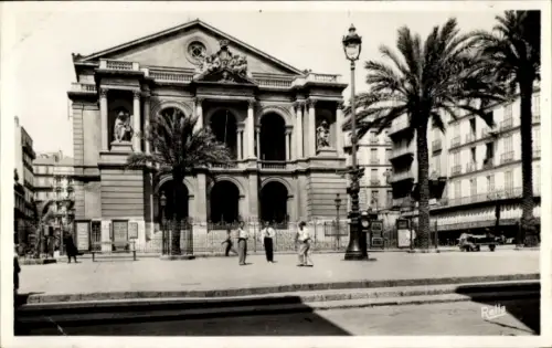 Ak Toulon Var, Theatergebäude, Palmen, Menschen, Stadtansicht, Rella