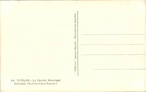 Ak Toulon Var, Theatergebäude, Palmen, Menschen, Stadtansicht, Rella