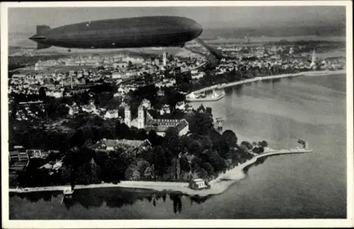 Ak Friedrichshafen am Bodensee, Gesamtansicht, Zeppelin