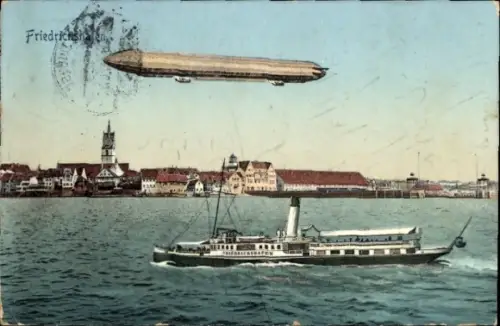 Ak Friedrichshafen am Bodensee, Zeppelin, Dampfer Friedrichshafen
