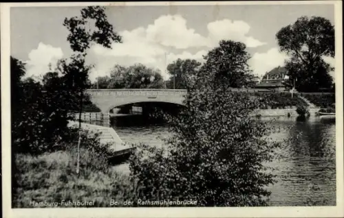 Ak Hamburg Nord Fuhlsbüttel, Rathsmühlenbrücke