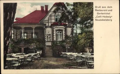Ak Neu Babelsberg Neubabelsberg Potsdam, Restaurant und Gartenlokal Café Hedwig, Inh. H. Zahl
