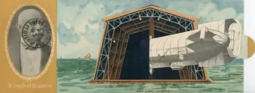 Mechanische Klapp Ak Graf Zeppelin, Luftschiff, Luftschiffhalle