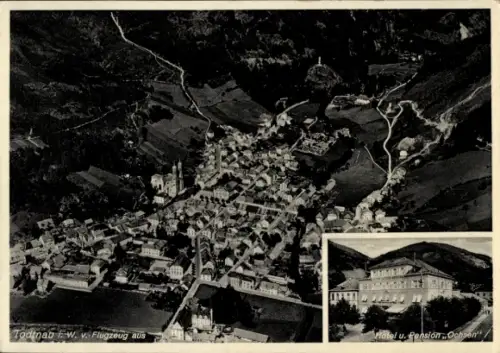 Ak Todtnau im Schwarzwald, Luftaufnahme von  Hotel u. Pension Ochsen, Schwarzwald