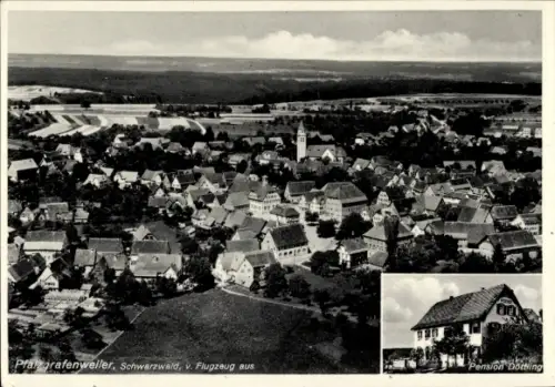 Ak Pfalzgrafenweiler im Schwarzwald Württemberg, Luftaufnahme von  Schwarzwald, Pension Döttling,