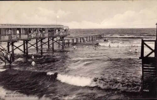 Ak Montevideo Uruguay, Pocitos Herrenbäder