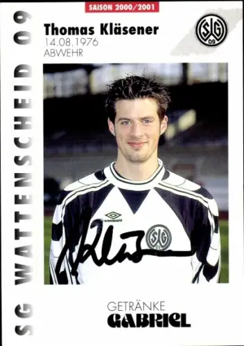 Autogrammkarte Fußballer Thomas Kläsener, SG Wattenscheid 09, Autogramm