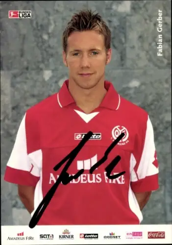 Autogrammkarte Fußballer Fabian Gerber, 1. FSV Mainz 05, Autogramm