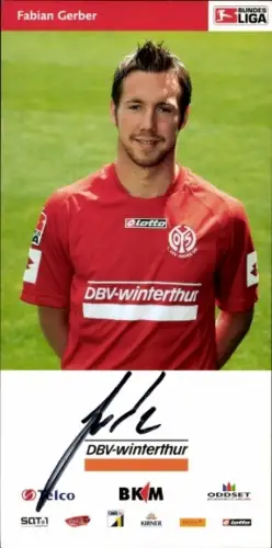 Autogrammkarte Fußballer Fabian Gerber, 1. FSV Mainz 05, Autogramm