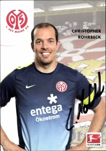 Autogrammkarte Physiotherapeut Christopher Rohrbeck, 1. FSV Mainz 05, Autogramm