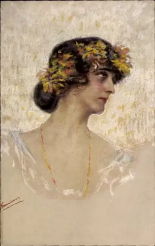 Künstler Ak Junge Frau, Portrait