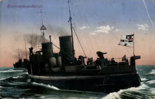 Ak Deutsches Kriegsschiff, Hochseetorpedoboot in voller Fahrt