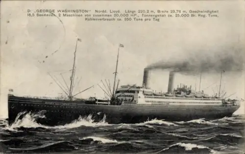Ak Dampfer George Washington, Norddeutscher Lloyd