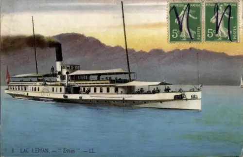 Ak Genfer See, Lac Leman, Salondampfer Evian
