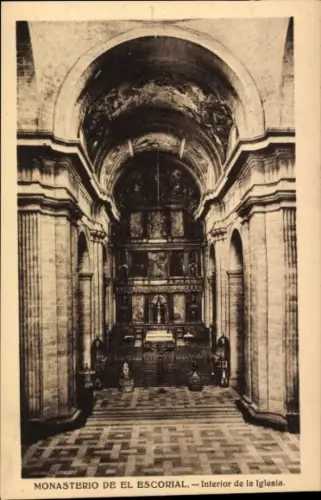 Ak San Lorenzo de El Escorial Madrid, Monasterio del Escorial, Interior de la Iglesia