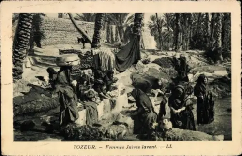 Judaika Ak Tozeur Tunesien, Jüdinnen waschen Wäsche