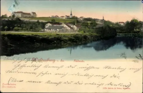 Ak Waldenburg in Sachsen, Blick auf den Fluß und den Ort